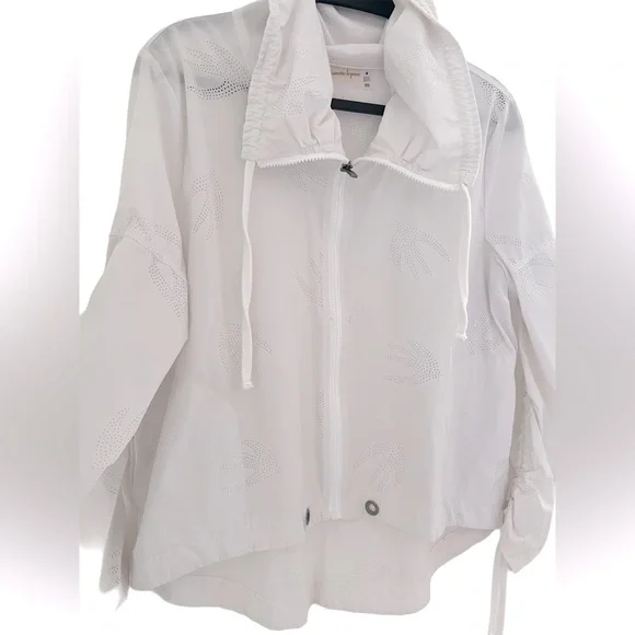 Nanette Lepore White Utility Sport Rain Jacket Stand-Up Collar M - Picture 6 of 8